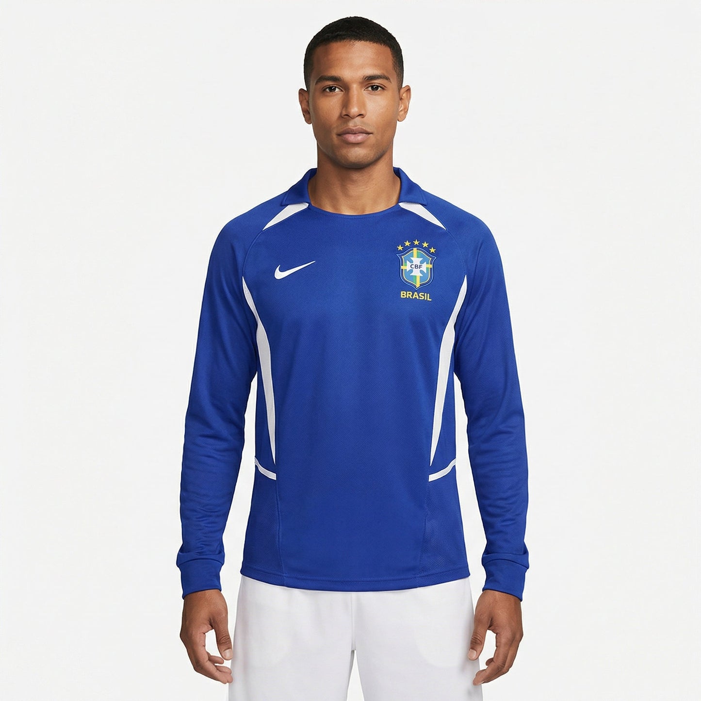 Camisa Nike Brasil Retrô 2002 Manga longa Azul Torcedor